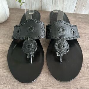 Jack Rogers Black Leather Sandals 9.5
